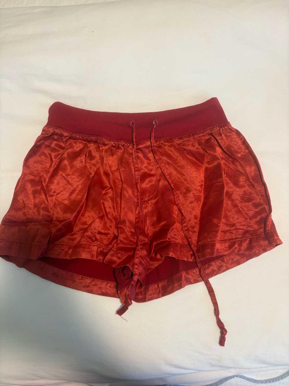 PJ Harlow Red Satin Shorts
